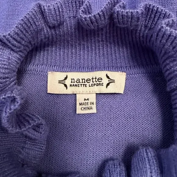 Nanette Lapore Purple Mock Neck Pleated Sleeve Womens Medium - Picture 4 of 7